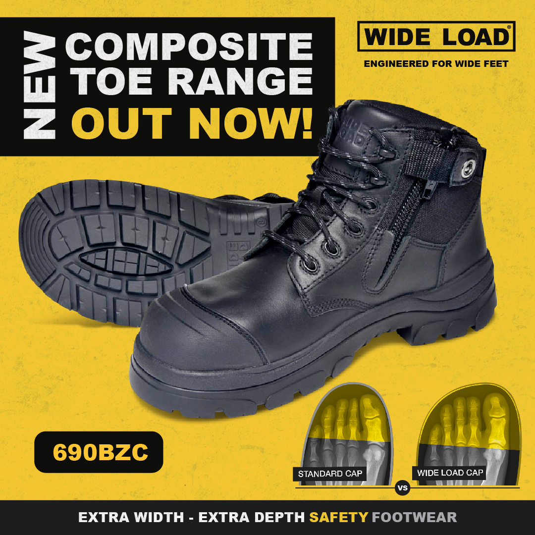 Wide Load 690BZC Black 6 Inch Zip Composite Cap Safety Boot